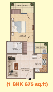 Floor plan : 1 Bhk flat in Raj nagar Extension